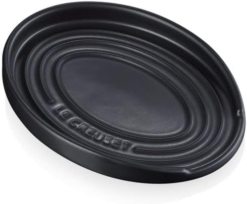 Le Creuset ovale Löffelablage aus Steinzeug, Schwarz matt, 71507150000099, Schwarz Matt