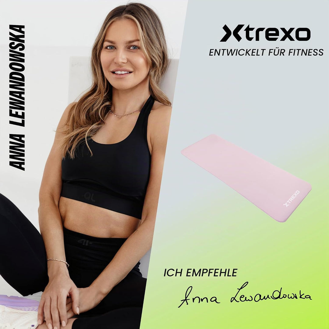 TREXO NBR Übungsmatte in Hellrosa 183 x 61 cm Material von aussergewöhnlicher Haltbarkeit und Flexib