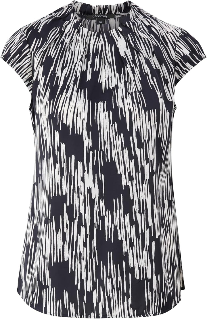 Comma Satinbluse mit Kappärmeln 34 99a7_schwarz, 34 99a7_schwarz