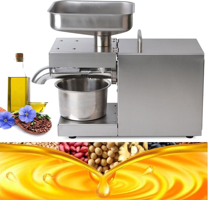 Edelstahl Ölpresse Automatisch Öl Presse Maschine Kalt- und Heissölpresse 600W 220V Ölmühle Ölgewinn