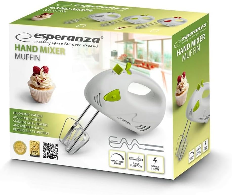 Handmixer Muffin 150W Weiss-Grün, 19 x 7 x 12 19 x 7 x 12 Weiss, Grün, 19 x 7 x 12 Weiß, Gr