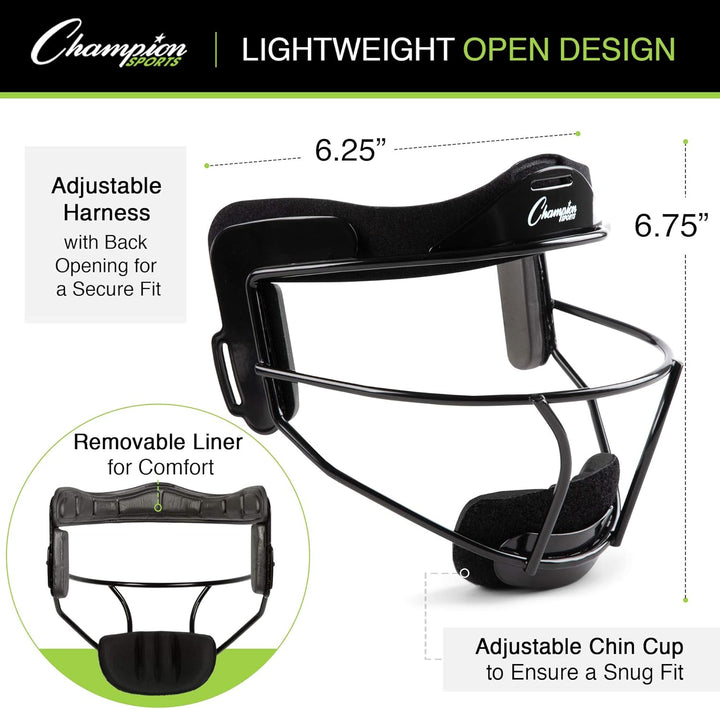 Champion Sports Softball-Gesichtsmaske – strapazierfähiger Fielder-Kopfschutz – Premium-Sport-Zubehö