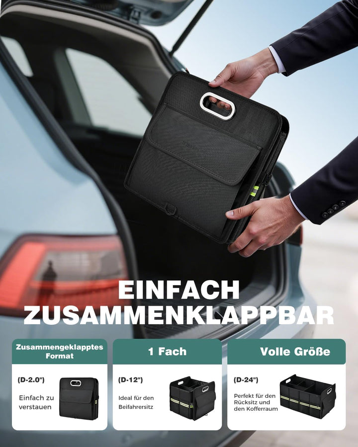 FLORICH Kofferraum Organizer mit Fächern Faltbare 63L Premium Kofferraumbox stabil Rutschfest Wasser