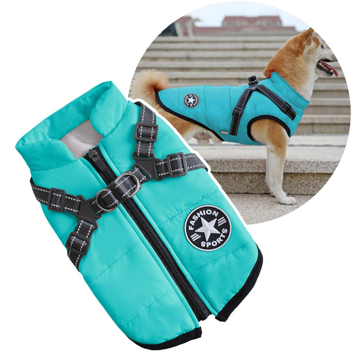 2-in-1-Hundejacke mit Geschirr für grosse Hunde, Outdoor-Hunde-Sportweste, warmer Haustier- Winterma