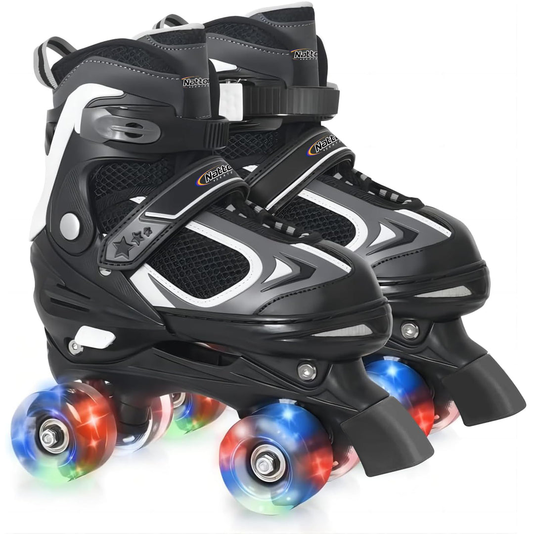 Nattork Kinder Rollschuhe für Jungen Mädchen, 4 Grössen Verstellbare Quad Skates, Roller Skates mit