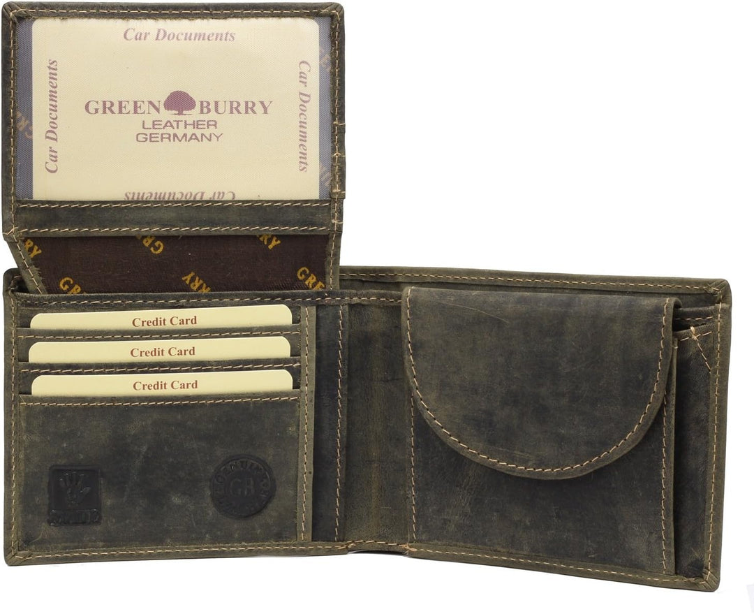 Greenburry Vintage Herrenbörse grün, 1705-Wild Boar-30 Olive, Olive