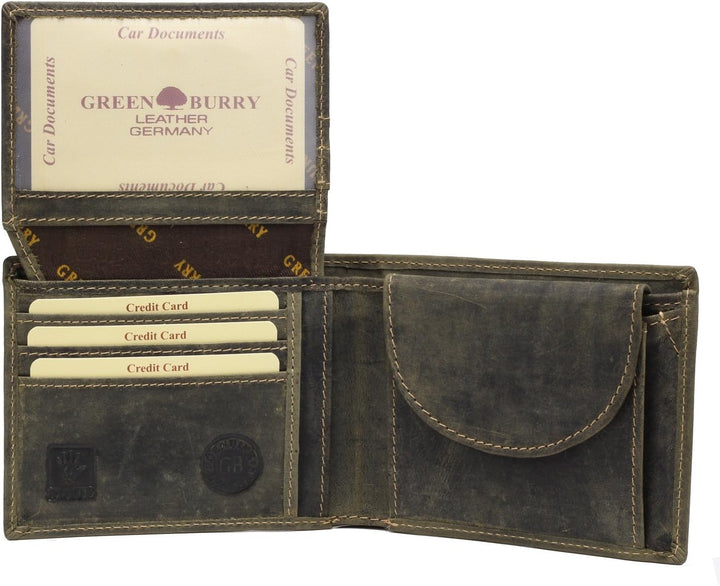 Greenburry Vintage Herrenbörse grün, 1705-Wild Boar-30 Olive, Olive