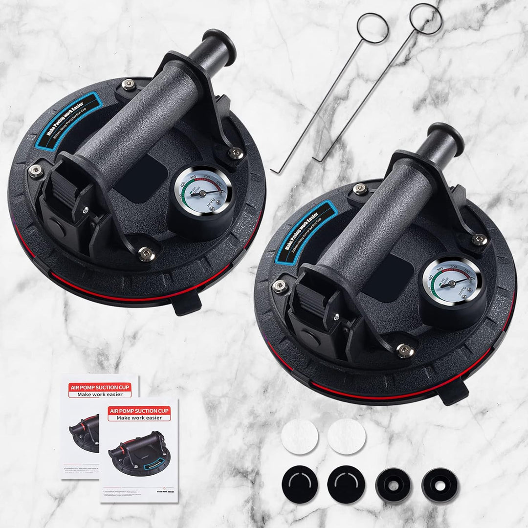 2 Pack 8" Glasheber Saugheber mit Manometer Vakuum Saugheber,Starker Saugnapf-Geeignet für schweres