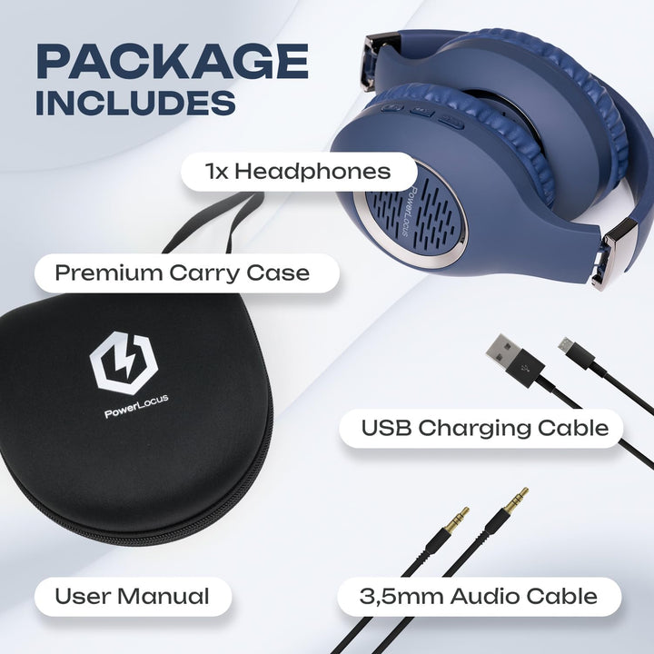PowerLocus Bluetooth Kopfhörer Over Ear, Kabellose Kopfhörer Faltbarer mit Mikrofon, Hi-Fi-Stereo ti