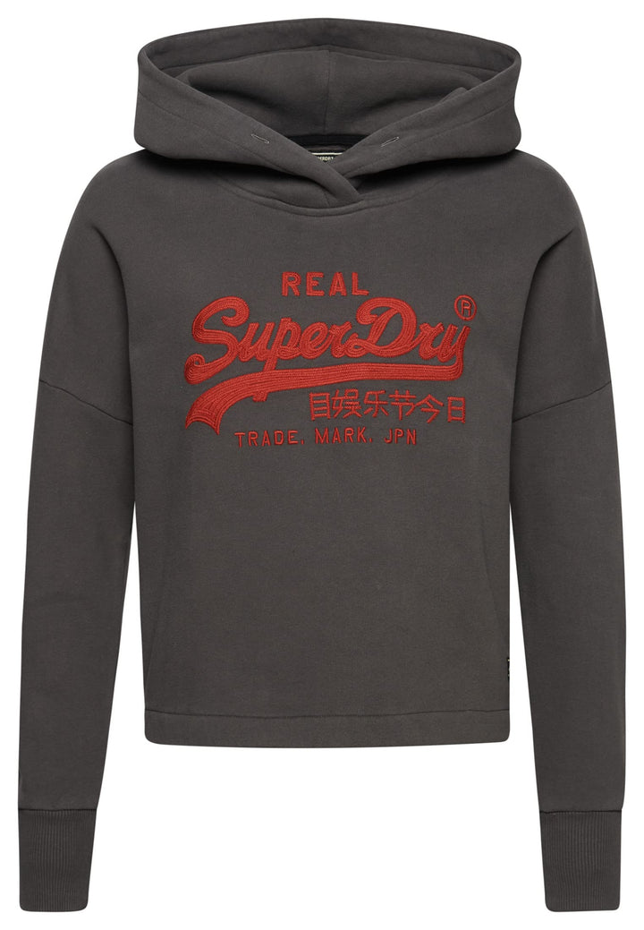 Superdry Damen Kastenförmiges Vintage Logo Hoodie Anthrazit 42