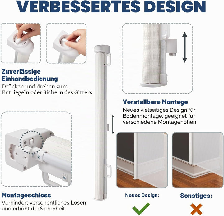 HollyHOME Treppenschutzgitter Ausziehbar 0-180cm, Extra Breit Babygitter, Einhandbedienung, Türschut