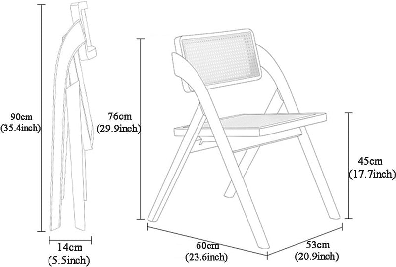 Mgchowue Klappstuhl aus Holz – Leichter Rattan-Stuhl zum Klappen für Gäste oder Veranstaltungen – Zu