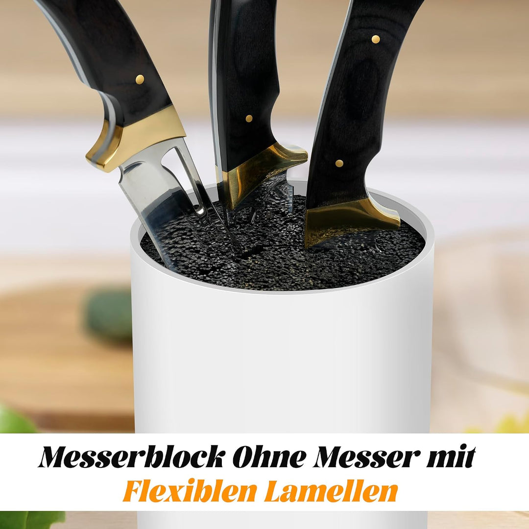 Cheerhom Messerblock Ohne Messer Weiss, Universal Messerblocks mit Flexiblen Lamellen, Messerblock L
