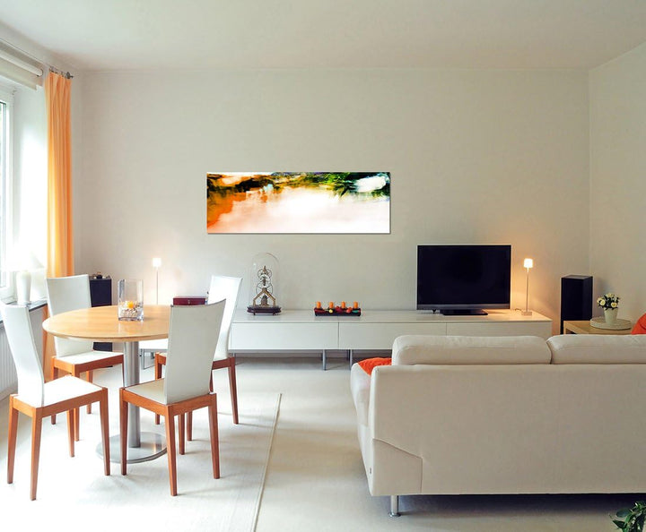 Paul Sinus Art Panoramabild auf Leinwand und Keilrahmen 150x50cm Menschen Stadt verschwommen abstrak
