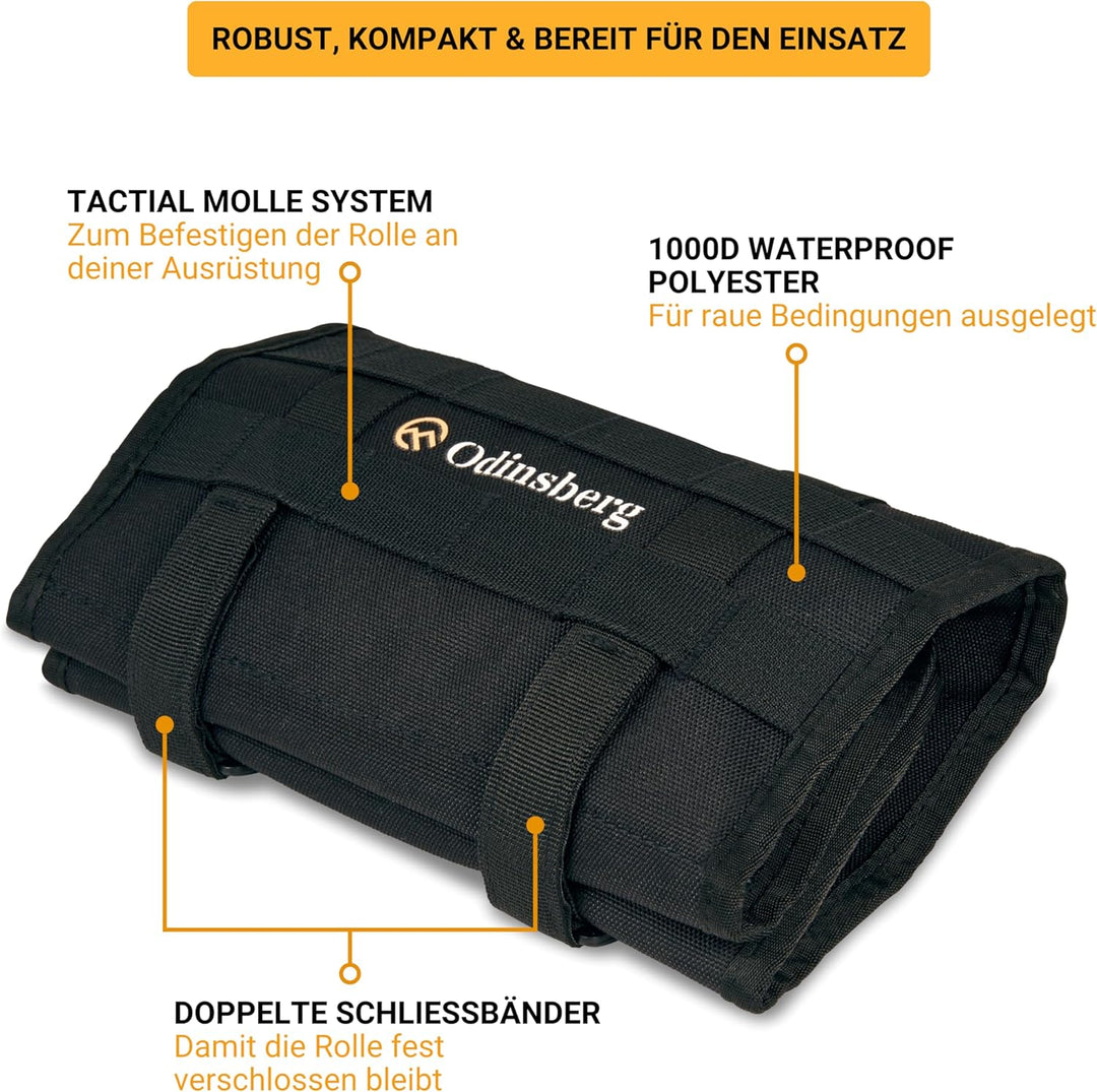 Odinsberg Heavy Duty Tool Roll Werkzeugrolle für Motorrad - Werkzeugtasche ohne Inhalt mit Taktische