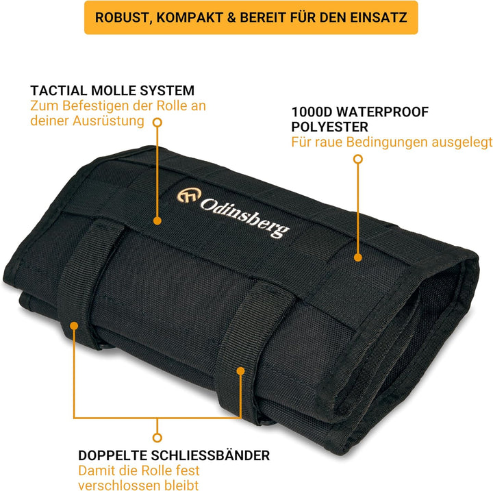 Odinsberg Heavy Duty Tool Roll Werkzeugrolle für Motorrad - Werkzeugtasche ohne Inhalt mit Taktische