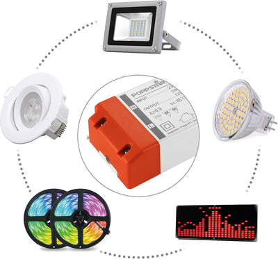 Poppstar LED Trafo Transformator 230V AC / 12V DC 12,5A für 1,5 W bis 150 Watt LEDs 12V DC 12.5A 150