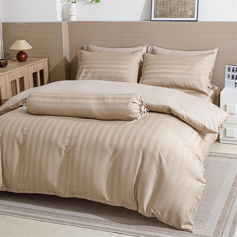 Luofanfei Satin Bettwäsche 135x200cm Beige Gold Braun Glänzend Glanzsatin Seiden Bettwäsche Set Gest