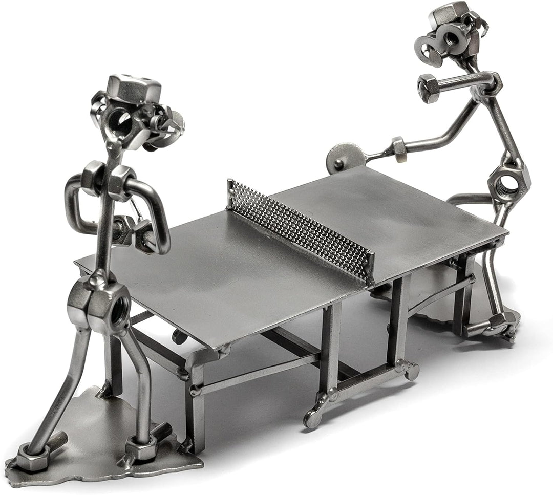 STEEMO Schraubenmännchen Tischtennis Geschenk Metall-Kunst Deko 30x13x17 cm