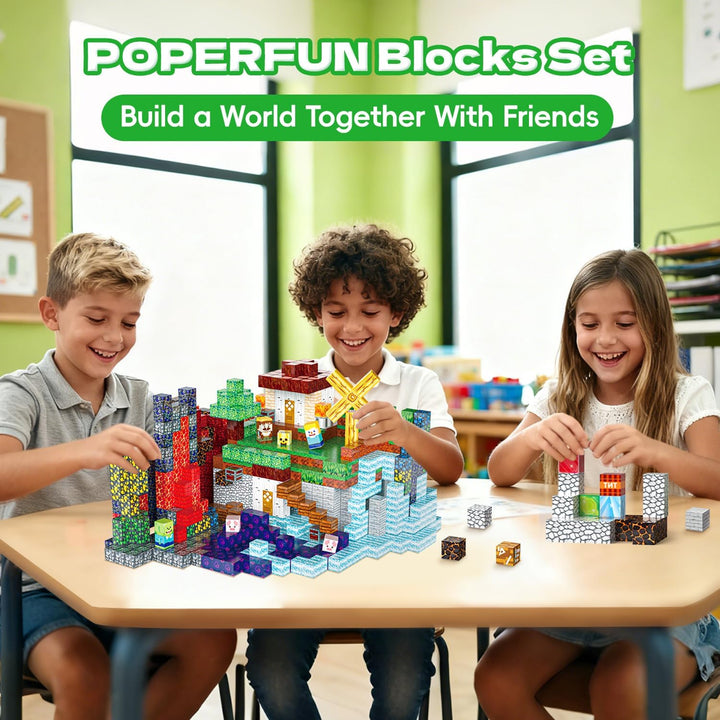 POPERFUN Magnetische Bausteine 600PCS, Magnetbausteine Kinder ab 3-12 Jahren, STEM Lernspielzeug Mag