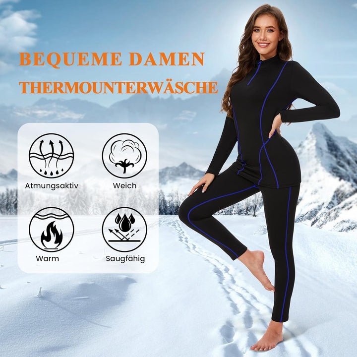 SIMIYA Thermounterwäsche Damen, Skiunterwäsche Funktionsunterwäsche Set Extra Warm und Atmungsaktiv