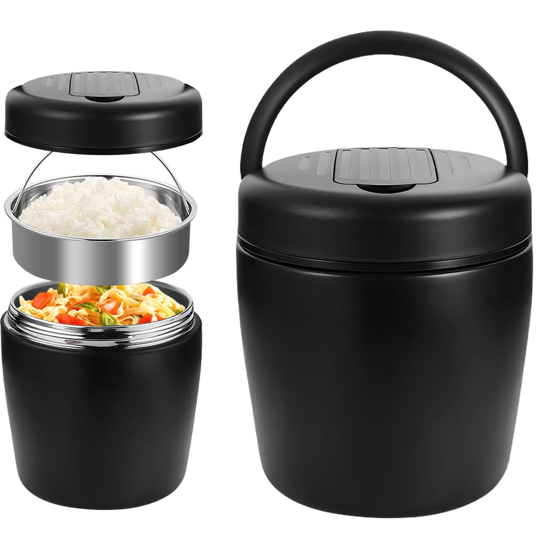 Thermobehälter Für Essen 1500ml, Warmhaltebehälter Essen Edelstahl Mit Schnallendeckel Und Löffel, B