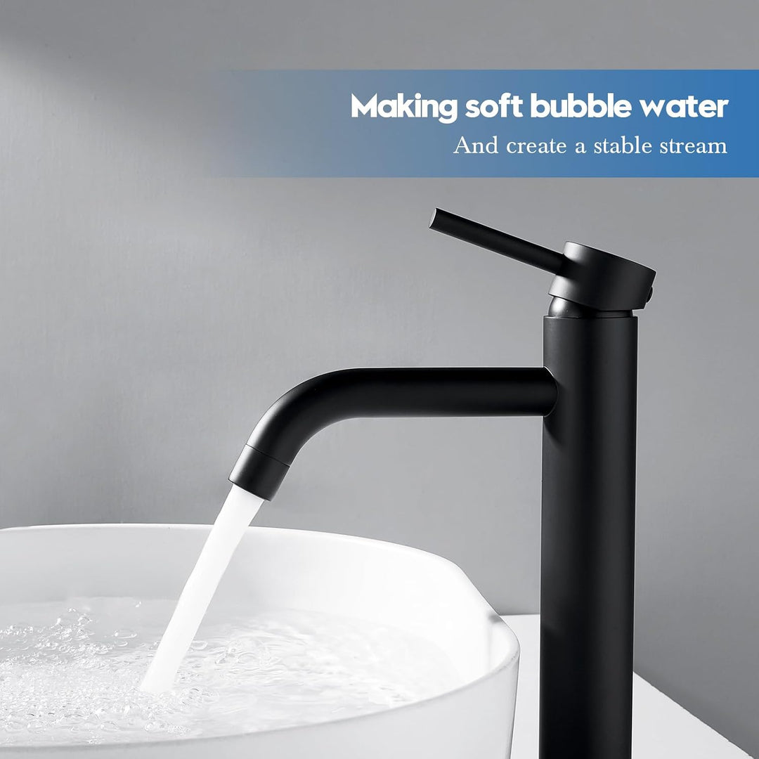 Decaura Wasserhahn Bad Hoch mit G1' 1/4 pop-up Ablauf, Mischbatterie Aufsatzwaschbecken mit pop up V