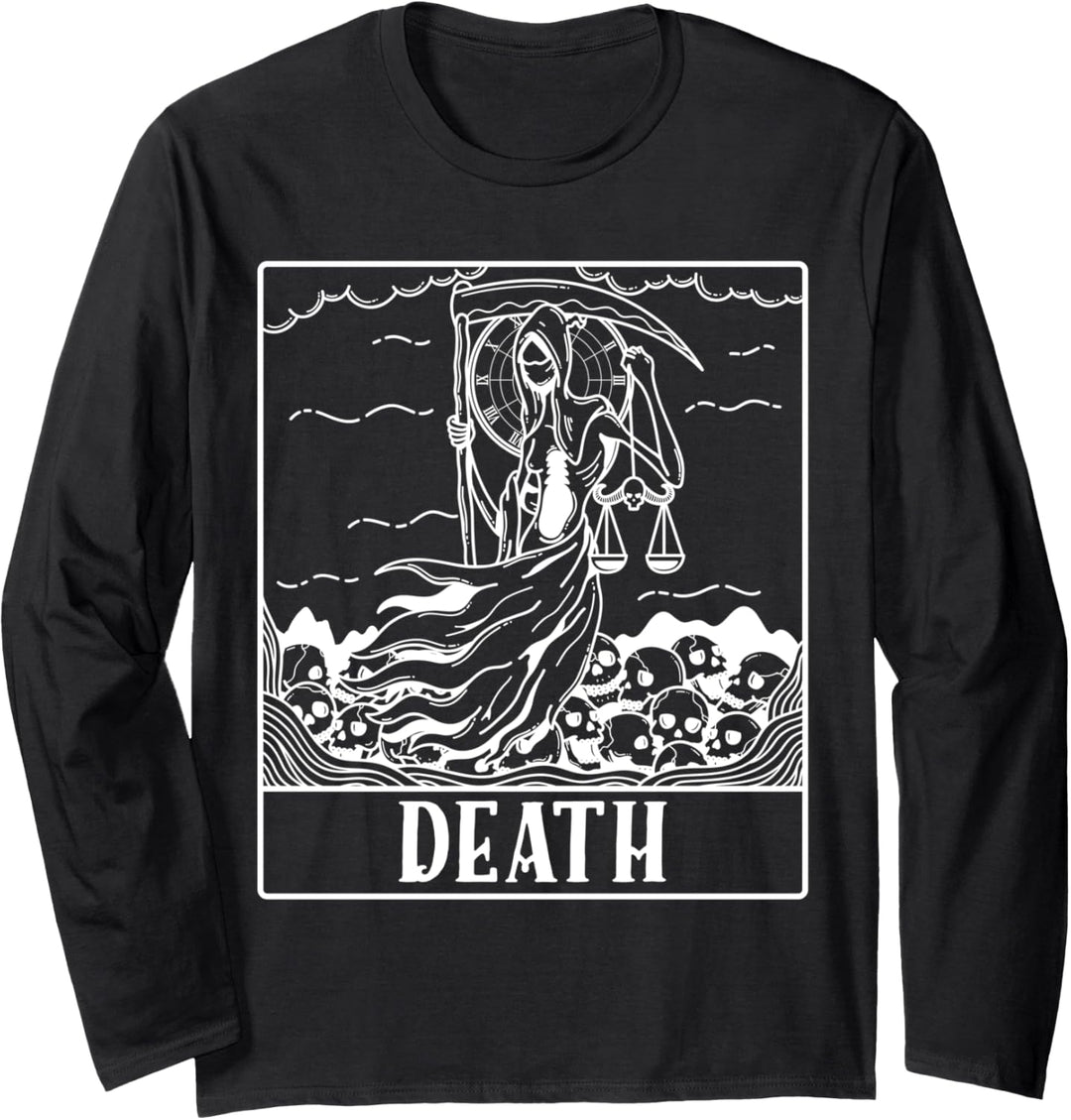 Grim Reaper Skeleton Tarot Card Blackcraft Men Women Langarmshirt