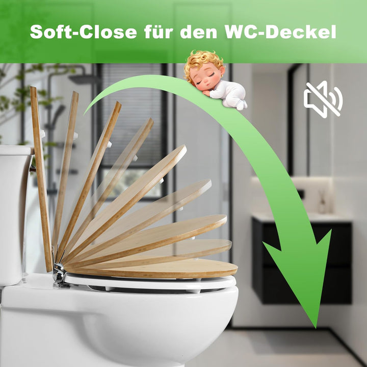Angel Shield WC-Sitz mit Absenkautomatik, Verstellbare Metallscharniere, zu Reinigen, O-Förmig, 45x3