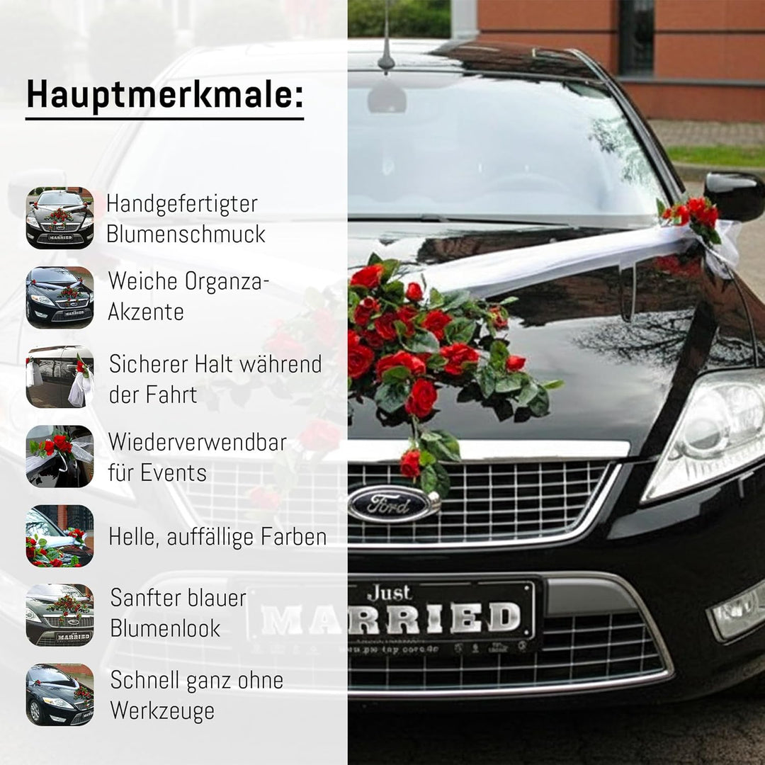 Autoschmuck Spitze STRAUss Auto Schmuck Braut Paar Rose Deko Dekoration Hochzeit Car Auto Wedding De