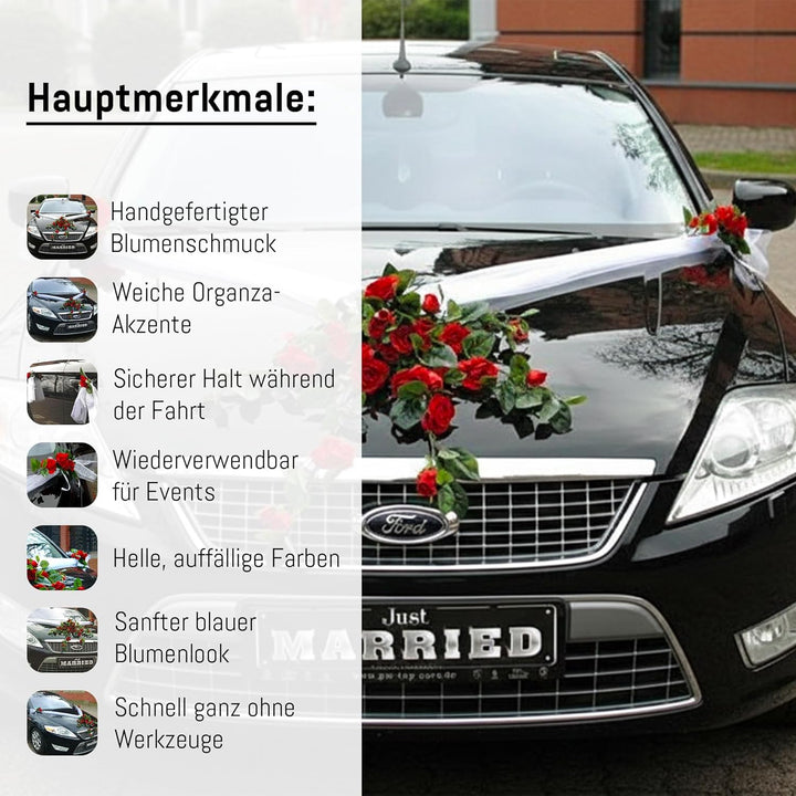Autoschmuck Spitze STRAUss Auto Schmuck Braut Paar Rose Deko Dekoration Hochzeit Car Auto Wedding De