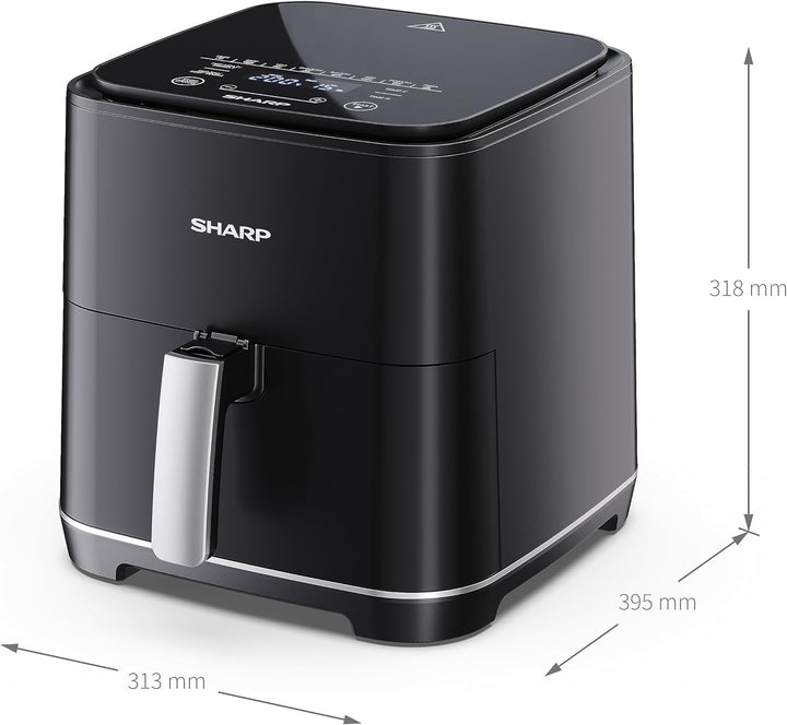 SHARP AF-GS552AE-B Heissluftfritteuse 5,5L mit digitaler Steuerung – Touchdisplay Funktion, 8 Progra