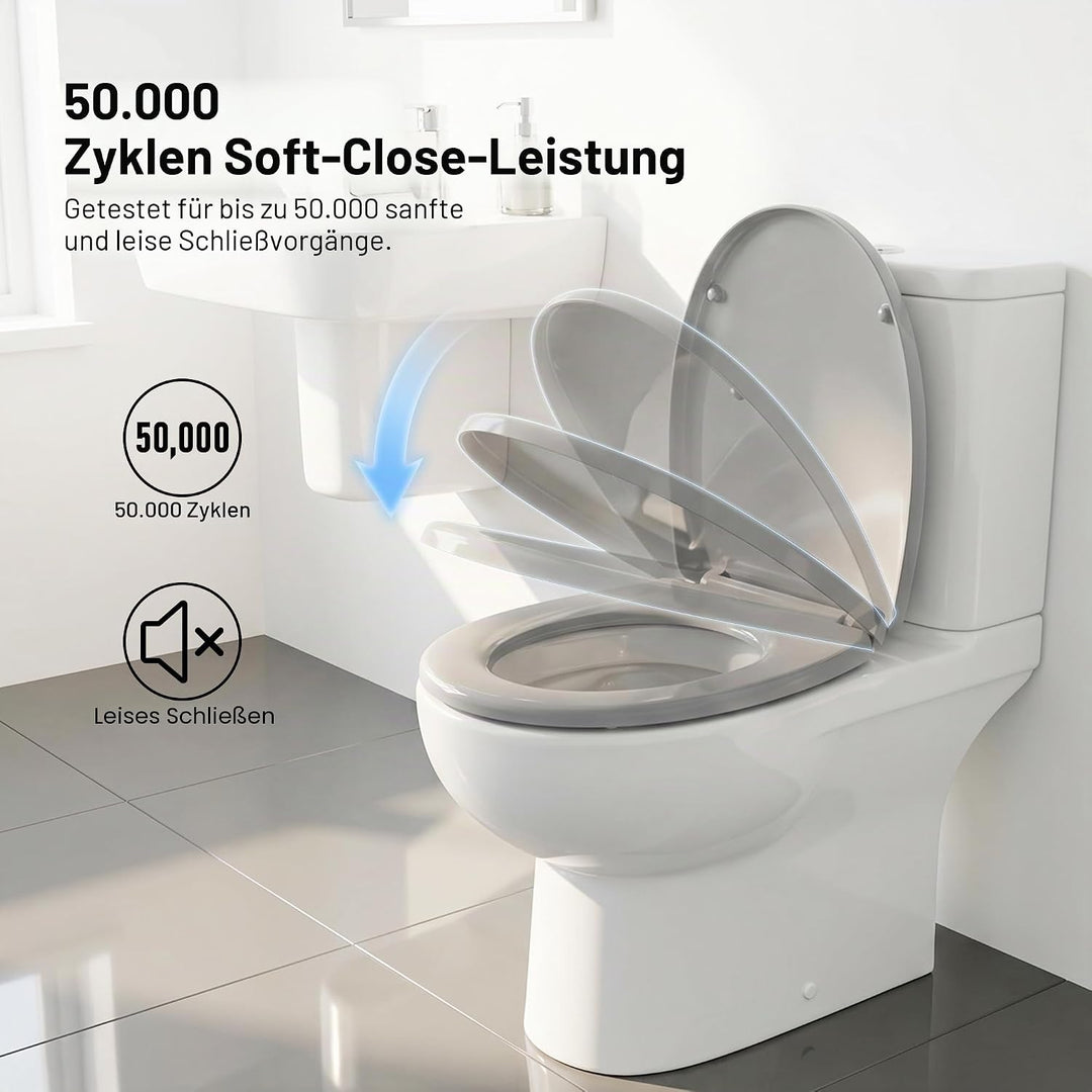 WC-Sitz Soft Close, Soft Close WC-Sitz mit Schnellverschluss für einfache Reinigung, Standard-Klo-To