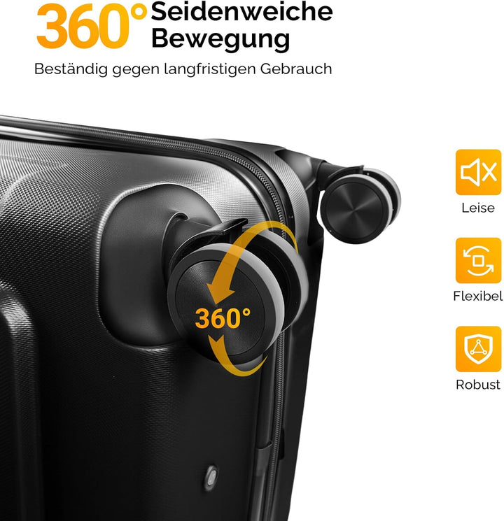 Bonnlo Kofferset 3 Teilig, Hartschale Koffer Set, Reisekoffer mit 4 Rollen, ABS-Trolley M-L-XL, mit