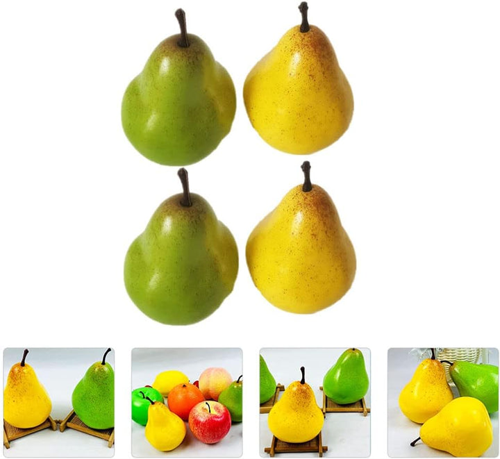 TOYANDONA 4Er Set KüNstliche Birnen Modelle - Gelbe Und GrüNe Simulation FrüChte FüR Dekoration, Fot