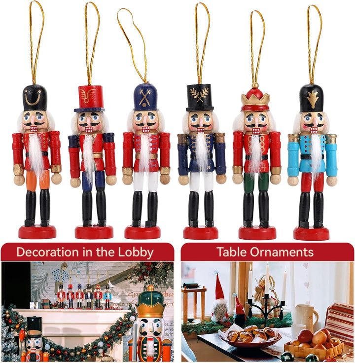 COMBIUBIU 6PCS Nussknacker Figuren Holz Nussknacker Soldaten,Traditionelle Weihnachten Nussknacker F