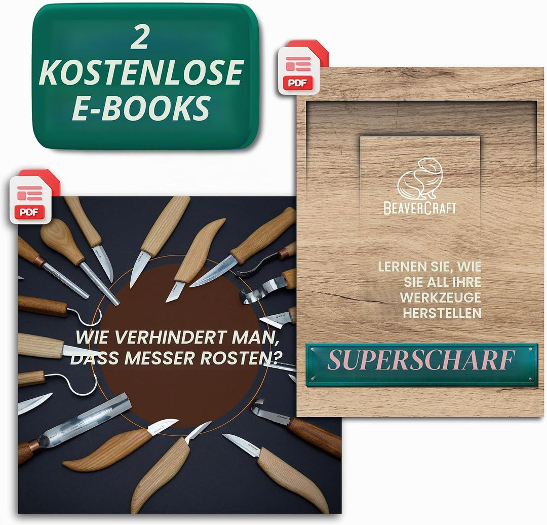 BeaverCraft S01 Löffelschnitzmesser Set – Holzlöffel Schnitzwerkzeug für Rechtshänder – Hakenmesser,