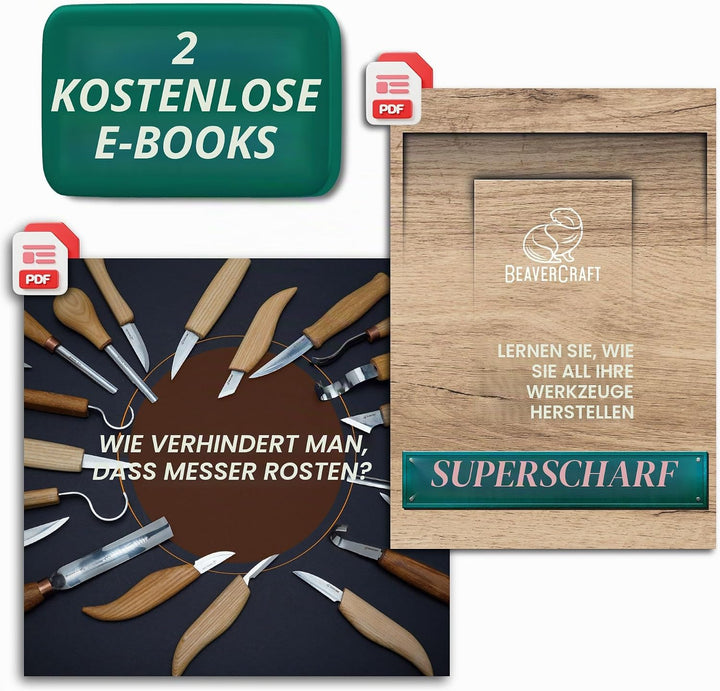 BeaverCraft S01 Löffelschnitzmesser Set – Holzlöffel Schnitzwerkzeug für Rechtshänder – Hakenmesser,