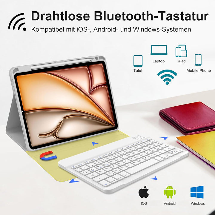 Tastatur für iPad Air 11 (M4 2026/M3 2025/M2 2024)/iPad Pro11/Air 5./4. Gen | Mit Magnetisch Abnehmb