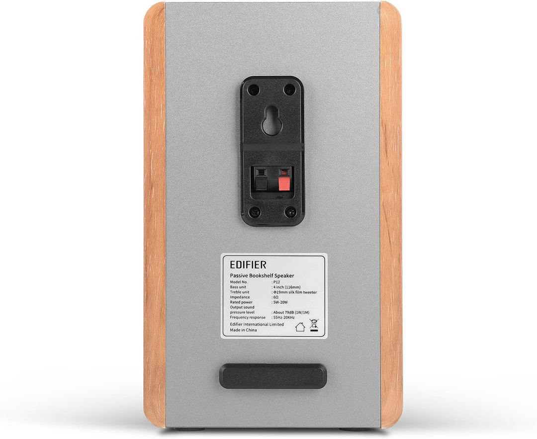 Edifier P12 Passives Regallautsprecher-Set mit integrierter Wandhalterung, holz, P12