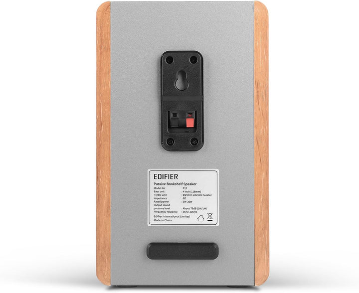 Edifier P12 Passives Regallautsprecher-Set mit integrierter Wandhalterung, holz, P12