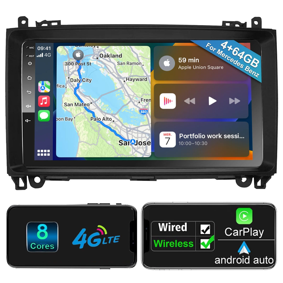 Android Car Radio Wireless CarPlay Android Car for Mercedes-Benz A Class/B Class / W245 Viano Vito W