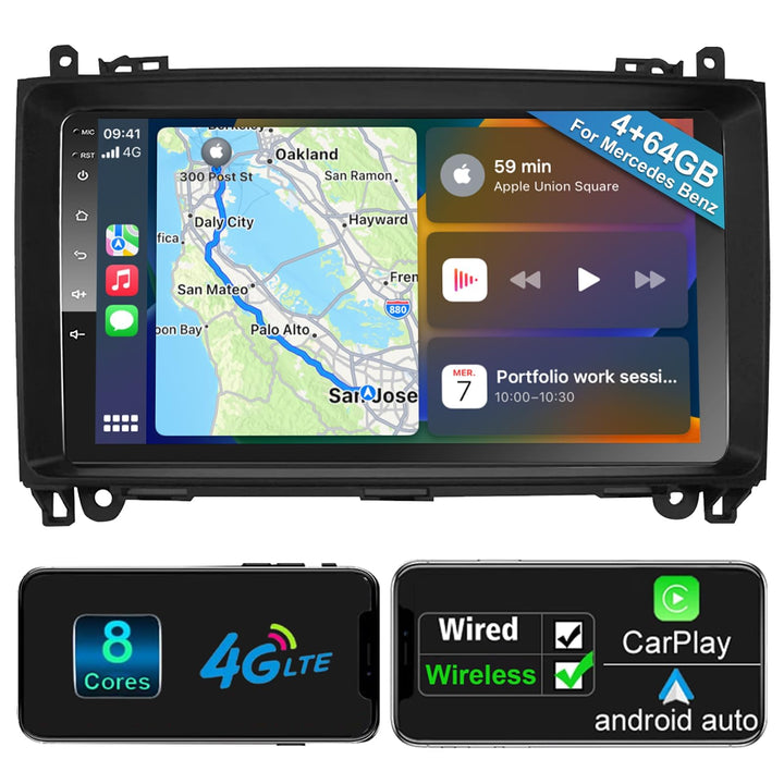 Android Car Radio Wireless CarPlay Android Car for Mercedes-Benz A Class/B Class / W245 Viano Vito W