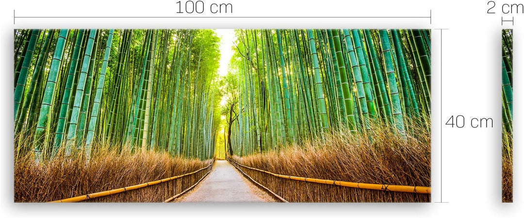 ge Bildet Bild auf Leinwand | Landschaftsbilder - Bambus Wald in Kyoto - Japan J in 100x40 cm als Pa