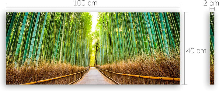 ge Bildet Bild auf Leinwand | Landschaftsbilder - Bambus Wald in Kyoto - Japan J in 100x40 cm als Pa