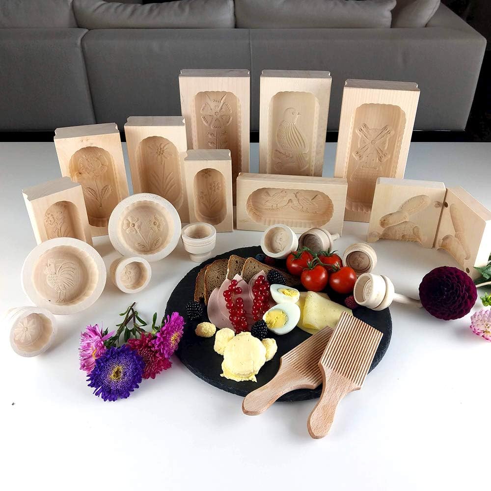 Hofmeister Holzwaren Butter-Klappform, 2-teilig, Hase, 12 cm, handgeschnitzt in Deutschland, Butterf