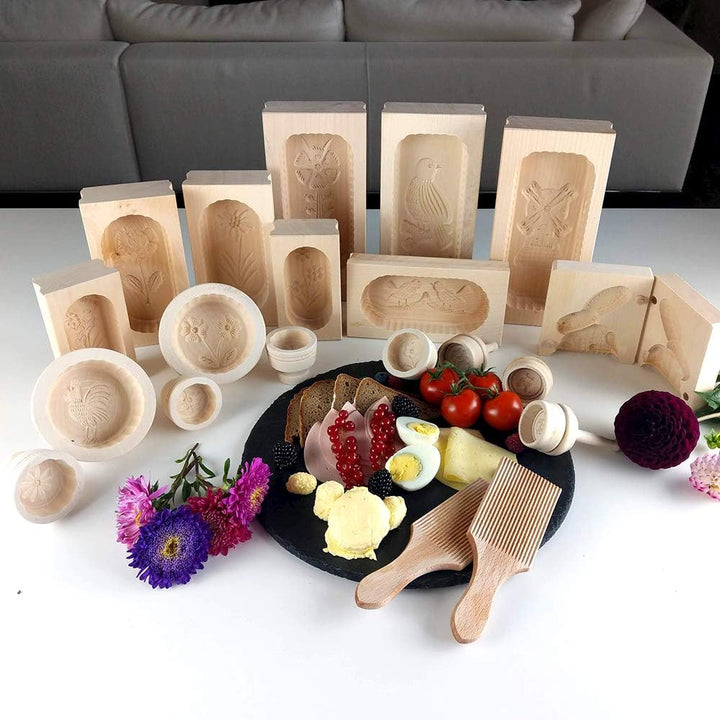 Hofmeister Holzwaren Butter-Klappform, 2-teilig, Hase, 12 cm, handgeschnitzt in Deutschland, Butterf
