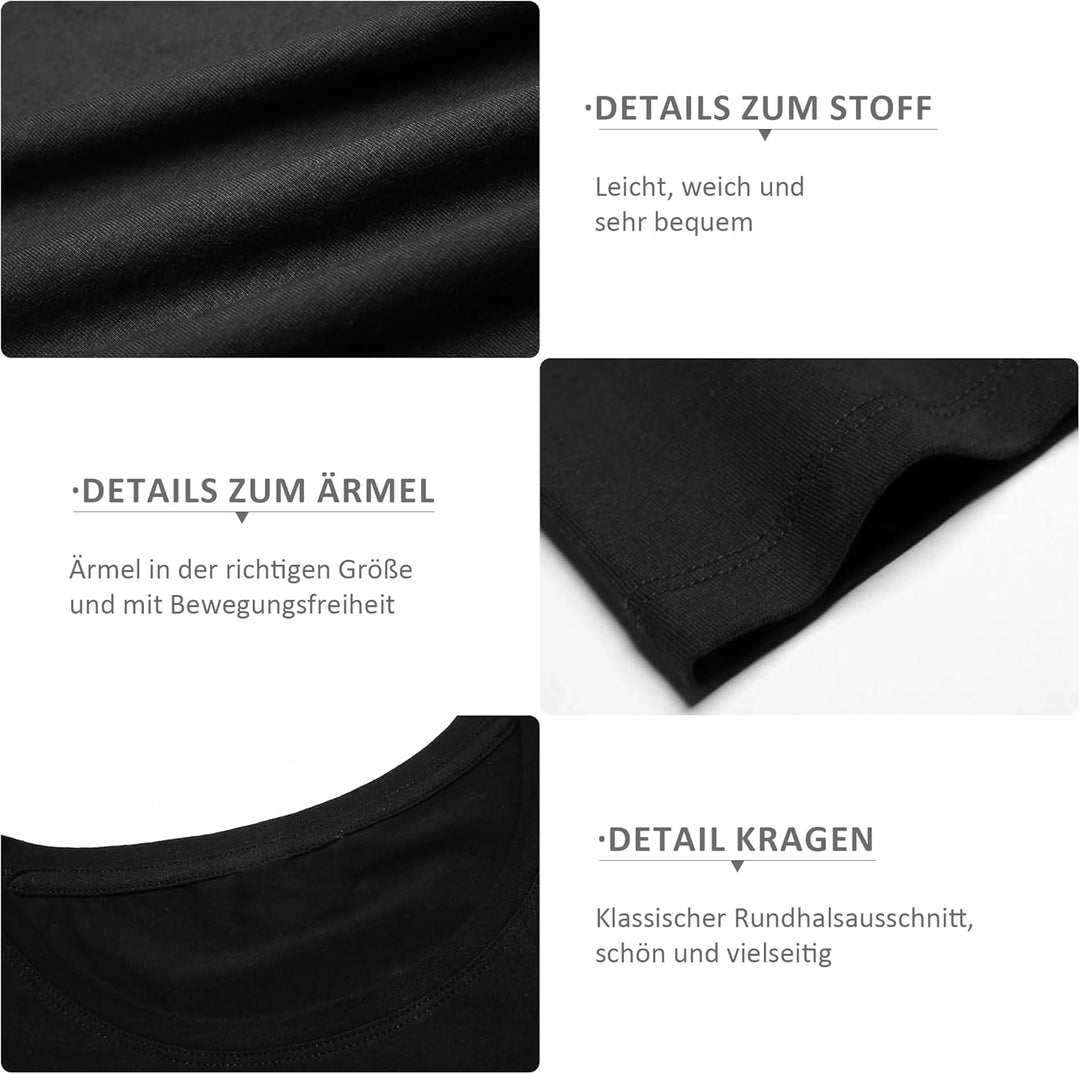 LiKing Damen T-Shirt Baumwolle Kurzarm Basic Sommer Rundhals T-Shirts Oberteile Top Bluse 1/3er Pack