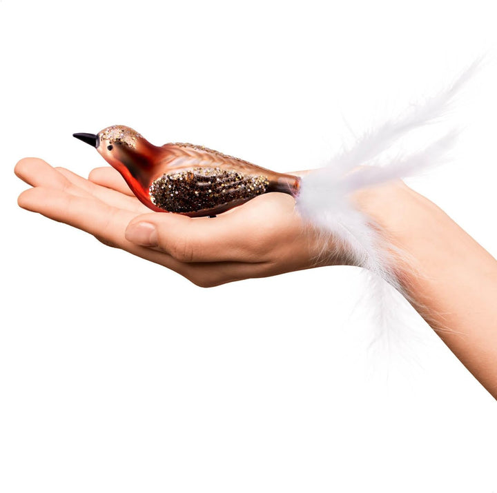 com-four® 6X Vogel auf Clip - glänzende Vögel mit Langen, weissen Schwanzfedern - Zierschmuck für di