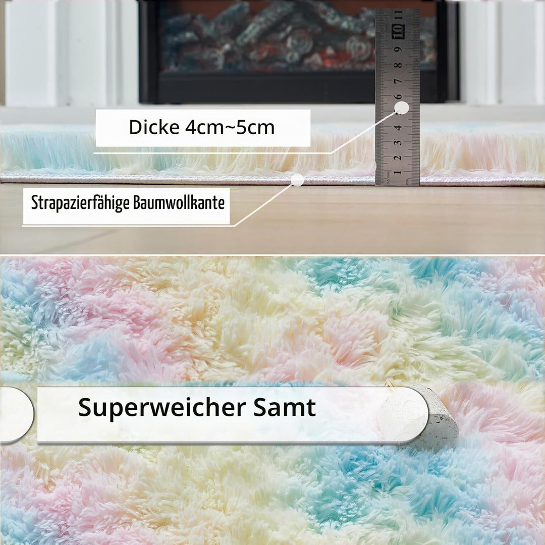 120x160cm Kinderteppich Waschbar Teppich für Schlafzimmer Regenbogen 120x160cm, Regenbogen 120x160cm